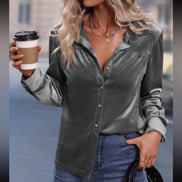 Luxe rust brown  button down shirt - Picture 4 of 15